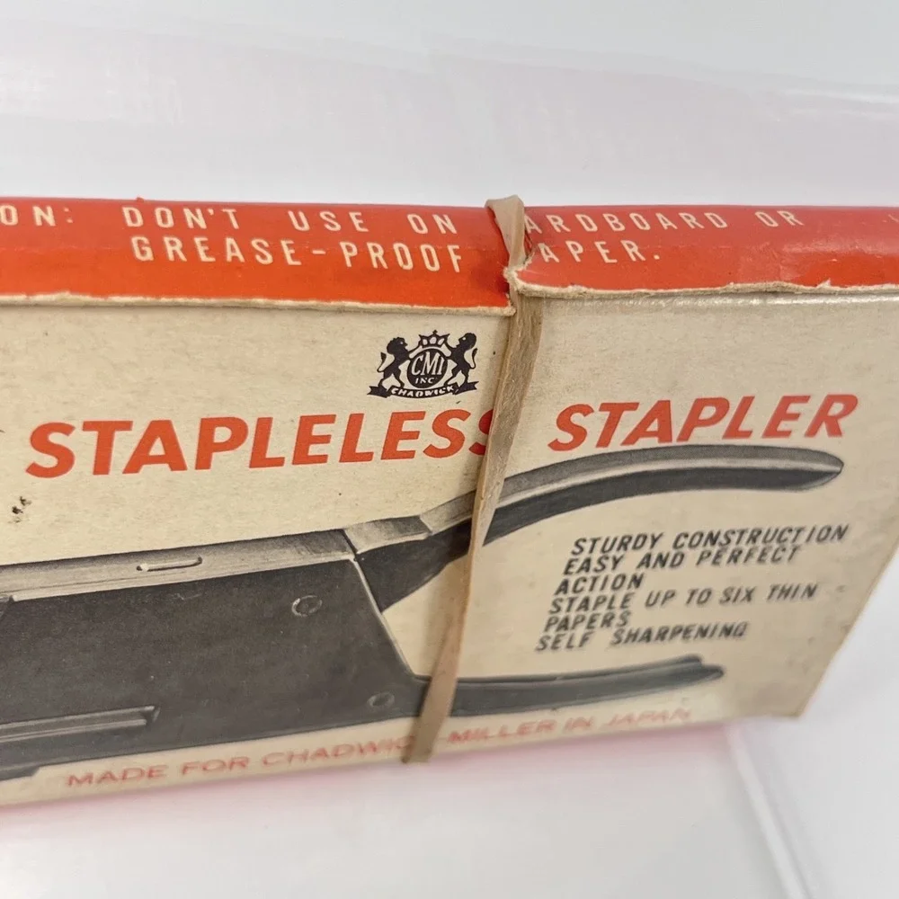 Vintage Japanese CMI Chadwick-Miller Stapleless Stapler Model #77368 EUC